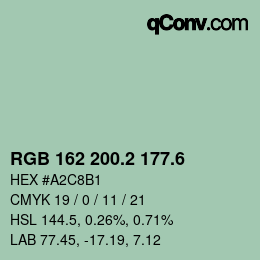 カラーコード: RGB 162 200.2 177.6 | qconv.com
