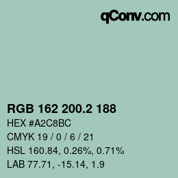 カラーコード: RGB 162 200.2 188 | qconv.com