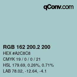 カラーコード: RGB 162 200.2 200 | qconv.com