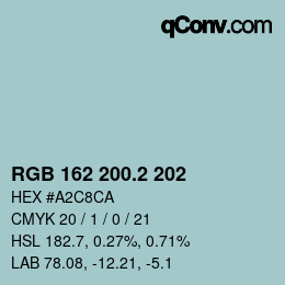 カラーコード: RGB 162 200.2 202 | qconv.com