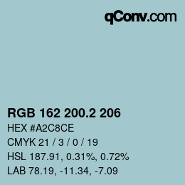 カラーコード: RGB 162 200.2 206 | qconv.com
