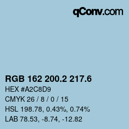 カラーコード: RGB 162 200.2 217.6 | qconv.com