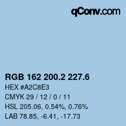 カラーコード: RGB 162 200.2 227.6 | qconv.com