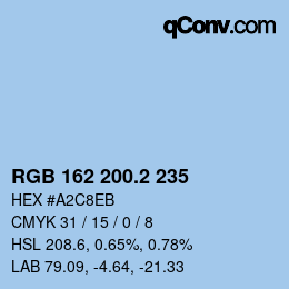 カラーコード: RGB 162 200.2 235 | qconv.com