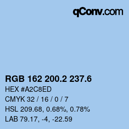 カラーコード: RGB 162 200.2 237.6 | qconv.com