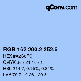 カラーコード: RGB 162 200.2 252.6 | qconv.com