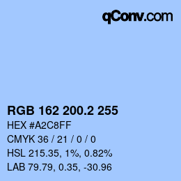 カラーコード: RGB 162 200.2 255 | qconv.com