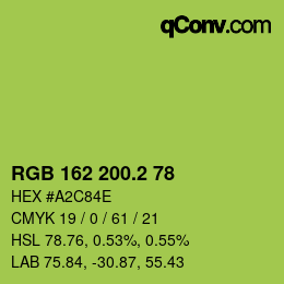 カラーコード: RGB 162 200.2 78 | qconv.com