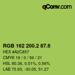 カラーコード: RGB 162 200.2 87.6 | qconv.com