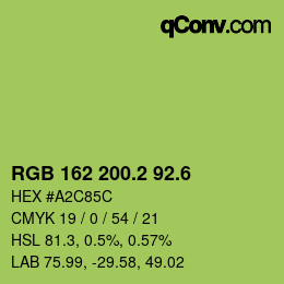 カラーコード: RGB 162 200.2 92.6 | qconv.com