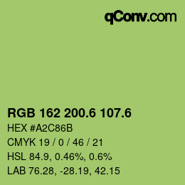 カラーコード: RGB 162 200.6 107.6 | qconv.com