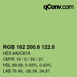 カラーコード: RGB 162 200.6 122.6 | qconv.com