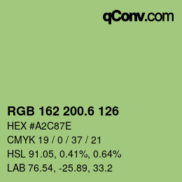 カラーコード: RGB 162 200.6 126 | qconv.com