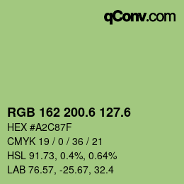 カラーコード: RGB 162 200.6 127.6 | qconv.com