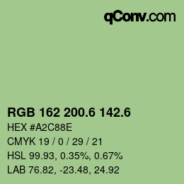 カラーコード: RGB 162 200.6 142.6 | qconv.com