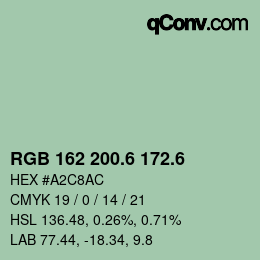カラーコード: RGB 162 200.6 172.6 | qconv.com
