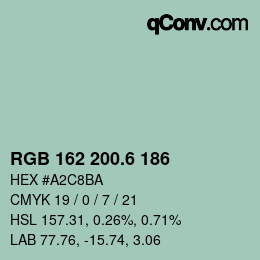 カラーコード: RGB 162 200.6 186 | qconv.com
