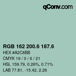 カラーコード: RGB 162 200.6 187.6 | qconv.com