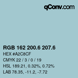 カラーコード: RGB 162 200.6 207.6 | qconv.com