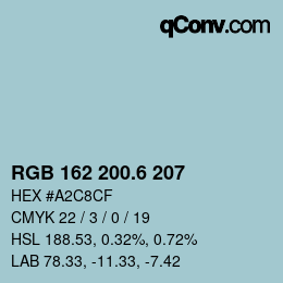 カラーコード: RGB 162 200.6 207 | qconv.com