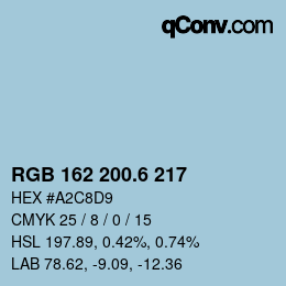 カラーコード: RGB 162 200.6 217 | qconv.com