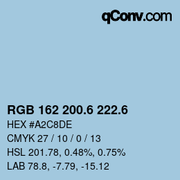 カラーコード: RGB 162 200.6 222.6 | qconv.com