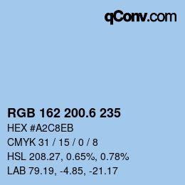 カラーコード: RGB 162 200.6 235 | qconv.com
