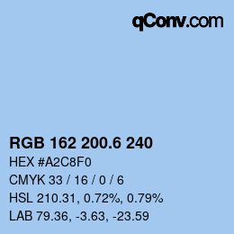カラーコード: RGB 162 200.6 240 | qconv.com