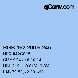 カラーコード: RGB 162 200.6 245 | qconv.com