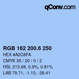 カラーコード: RGB 162 200.6 250 | qconv.com