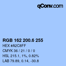 カラーコード: RGB 162 200.6 255 | qconv.com
