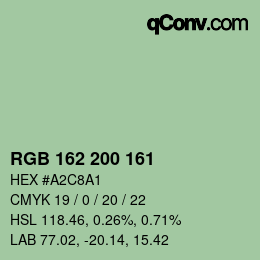 Color code: RGB 162 200 161 | qconv.com