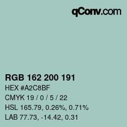 カラーコード: RGB 162 200 191 | qconv.com