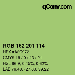 Color code: RGB 162 201 114 | qconv.com