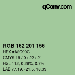 Código de color: RGB 162 201 156 | qconv.com