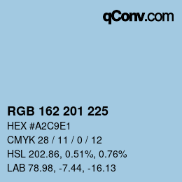 Color code: RGB 162 201 225 | qconv.com