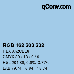 Color code: RGB 162 203 232 | qconv.com