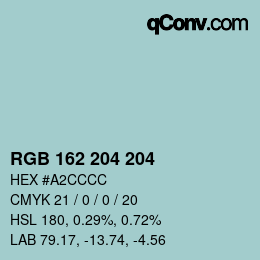 Color code: RGB 162 204 204 | qconv.com