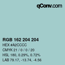 カラーコード: RGB 162 204 204 | qconv.com