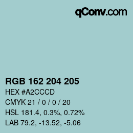 カラーコード: RGB 162 204 205 | qconv.com