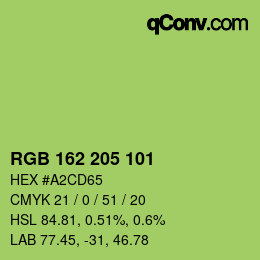 Color code: RGB 162 205 101 | qconv.com