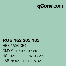 Color code: RGB 162 205 185 | qconv.com