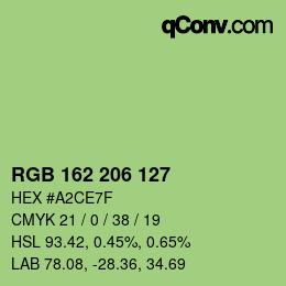 Color code: RGB 162 206 127 | qconv.com