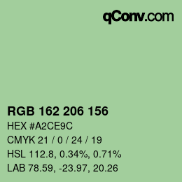 カラーコード: RGB 162 206 156 | qconv.com