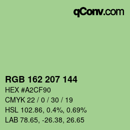 カラーコード: RGB 162 207 144 | qconv.com