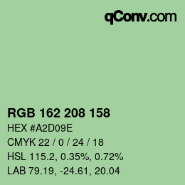カラーコード: RGB 162 208 158 | qconv.com