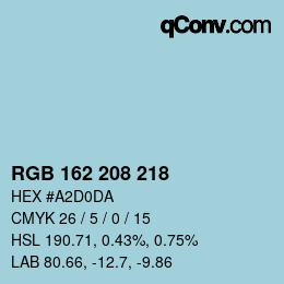 Farbcode: RGB 162 208 218 | qconv.com