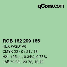 カラーコード: RGB 162 209 166 | qconv.com
