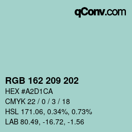 Color code: RGB 162 209 202 | qconv.com