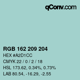Farbcode: RGB 162 209 204 | qconv.com